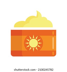 Sunscreen jar cream icon. Flat illustration of sunscreen jar cream vector icon isolated on white background