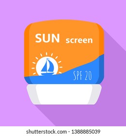 Sunscreen jar icon. Flat illustration of sunscreen jar vector icon for web design