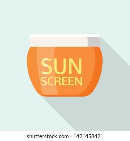 Sunscreen jar icon. Flat illustration of sunscreen jar vector icon for web design