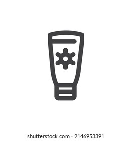 Icono de línea de pantalla solar. signo de estilo lineal para concepto móvil y diseño web. Icono vectorial del contorno de la crema de protección solar. Símbolo, ilustración del logotipo. Gráficos vectoriales