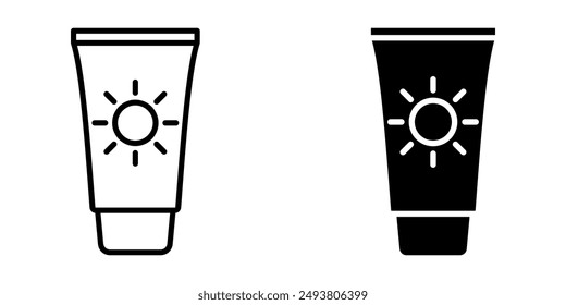 sunscreen line icon set. Stroke pictogram colo editable