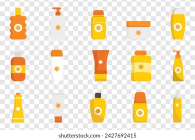 Sonnenschutzlinien-Symbol gesetzt. Sommer, Strand, UV, Strahlen, Vitamine, Schutz, Entspannung, Meer, Sonne, Haut, Reisen, Gesundheit. Vektorliniensymbol für Unternehmen und Werbung