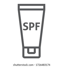 Sunscreen line icon, uv protection and beach, spf sign vector graphics, a linear icon on a white background, eps 10
