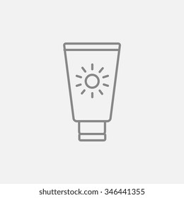 Sunscreen line icon for web, mobile and infographics. Vector dark grey icon isolated on light grey background.