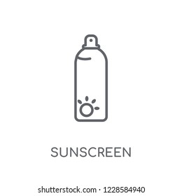Sunscreen linear icon. Modern outline Sunscreen logo concept on white background from Summer collection. Suitable for use on web apps, mobile apps and print media.