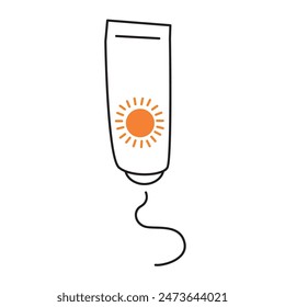 Crema protectora solar, crema, spray. producto de protección solar estilo simple de moda. Protección SPF y concepto de seguridad solar. Protector solar en un símbolo de tubo. Proteger la piel de la luz solar ultravioleta. 