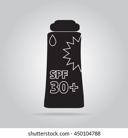 Sunscreen lotion icon, sunblock SPF 30