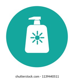 Sunscreen lotion, sun protection vector icon