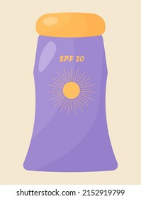 Sunscreen, lotion, tube for face and body, after-sun cosmetics, spa cream. Humidification from ultraviolet radiation. The concept of skin care. Protection against skin cancer. Vector illustration
