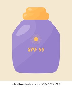 Sunscreen, lotion, tube for face and body, after-sun cosmetics, spa cream. Humidification from ultraviolet radiation. The concept of skin care. Protection against skin cancer. Vector illustration