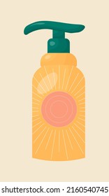 Sunscreen, lotion, tube for face and body, after-sun cosmetics, spa cream. Humidification from ultraviolet radiation. The concept of skin care. Protection against skin cancer. Vector illustration