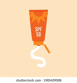 Sunscreen lotion in a tube. Vector isolated illustration