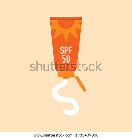 Sunscreen lotion in a tube. Vector isolated illustration