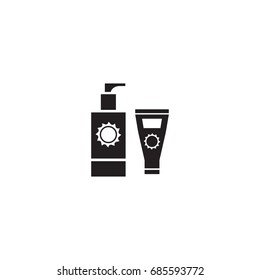 Sunscreen lotion vector icon on white background