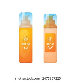 Sunscreen Lotion vector illustration. Skin care concept. Lotion with SPF. Protection from solar ultraviolet light. Vector illustration EPS 10