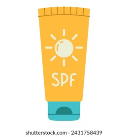 Sunscreen on white background, vector illustration