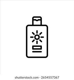 Sunscreen outline icon. Sun protection black line illustration.