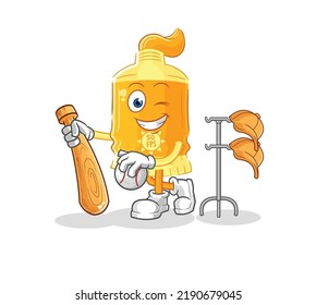 the sunscreen playing baseball mascot. cartoon vector