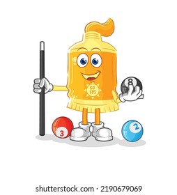 the sunscreen plays billiard character. cartoon mascot vector