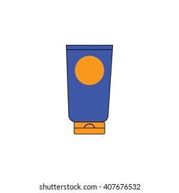 Sunscreen product with blue and orange tone isolated on white background vector