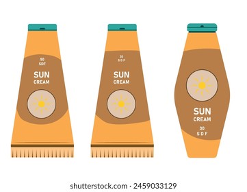 productos de protección solar set.SPF protección y concepto de idea de seguridad solar.