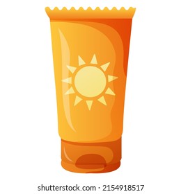 Pantalla solar. Proteger la piel de los rayos solares. Ilustración vectorial aislada en fondo blanco.