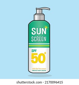 Sunscreen protection cream logo icon flat vector design illustration background wallpaper