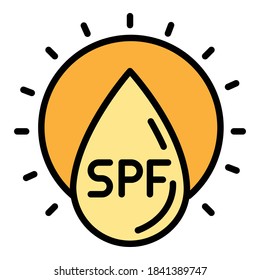 Sunscreen protection icon. Outline sunscreen protection vector icon for web design isolated on white background