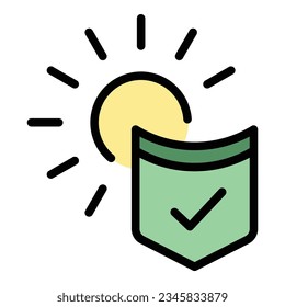 Symbole zum Schutz des Sonnenschirms, Umrissvektor. Kollagenhaut. Schönheitsfarbe