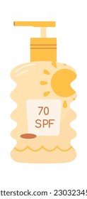 Sunscreen protection lotion. Vector illustration