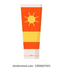 Sunscreen protective cream tube isolated, safe sunbathing concept