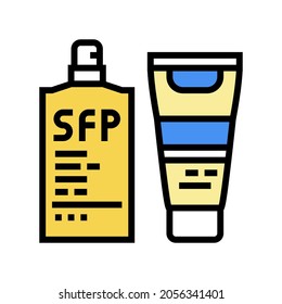Sonnenschutzcreme und Körperöl Spf-30 Farbsymbol Vektorgrafik. Sonnenschutzcreme und Körperöl-Spf-30-Zeichen. einzelne Symbolillustration
