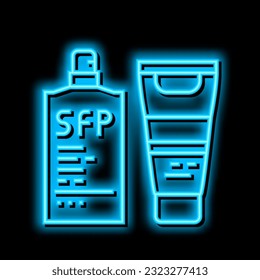 sunscreen protective face and body oil spf-30 neon light sign vector. sunscreen protective face and body oil spf-30 illustration