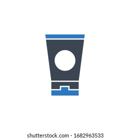 Sonnenschutzcreen-Vektorillustration-Symbol. Einzeln auf weißem Hintergrund. Vektorillustration.