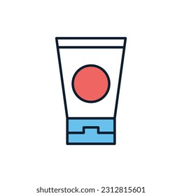 Sunscreen related vector line icon. Isolated on white background. Vector illustration. Editable stroke