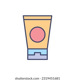 Sunscreen related vector line icon. Isolated on white background. Vector illustration. Editable stroke