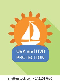 Sunscreen sea protection logo. Flat illustration of sunscreen sea protection vector logo for web design