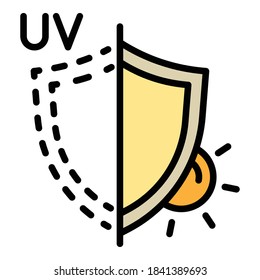 Sunscreen shield icon. Outline sunscreen shield vector icon for web design isolated on white background