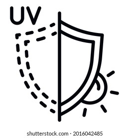 Sunscreen shield icon. Outline sunscreen shield vector icon for web design isolated on white background