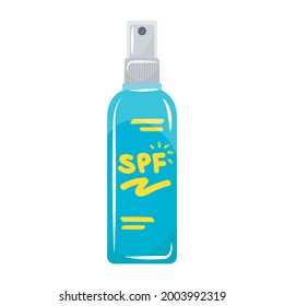 Sunscreen. SPF cream blocks the sun's rays. Bottle of cosmetic product for sunburn.