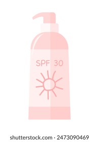 Crema de protección solar en Vector de botella ilustración plana