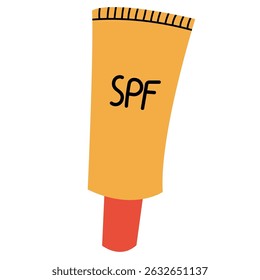 Sunscreen SPF Tube. Orange SPF sunscreen tube, symbolizing sun protection, skincare, and summer essentials for UV safety.