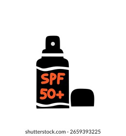 Ilustração de garrafa de spray de protetor solar com SPF 50+