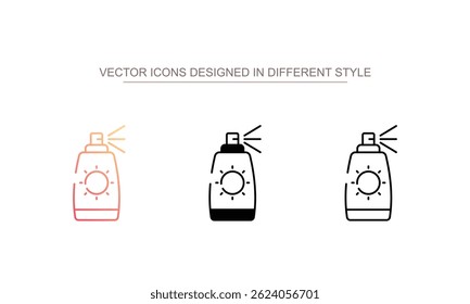 Sunscreen spray icon design with white background stock illustration