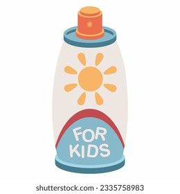 Sunscreen spray for kids vector cartoon illustration isolated on a white background.