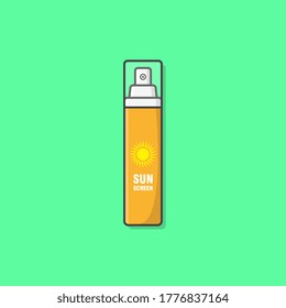 Sunscreen Spray Vector Icon Illustration. Sun Protection Cosmetic Product. Concept Of Summer Holiday. Sunblock Lotions. Skincare