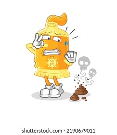 the sunscreen with stinky waste illustration. character vector