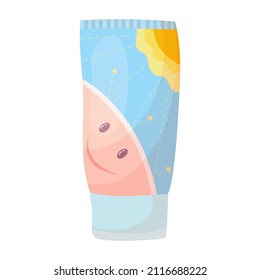 Sunscreen. Summer vacation accessories. Vector illustration isolated on a white background.