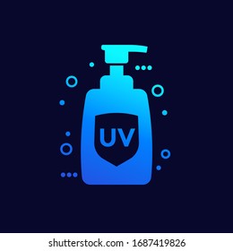 sunscreen, sunblock lotion vector icon