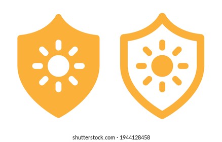 Sunscreen, sunblock shield skin protection icon vector illustration.